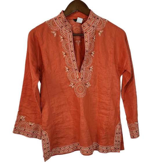 J. Crew Tops - J Crew Embroidered Tunic Blouse Small